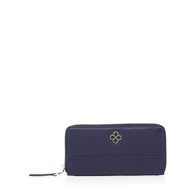 Navy leather large purse